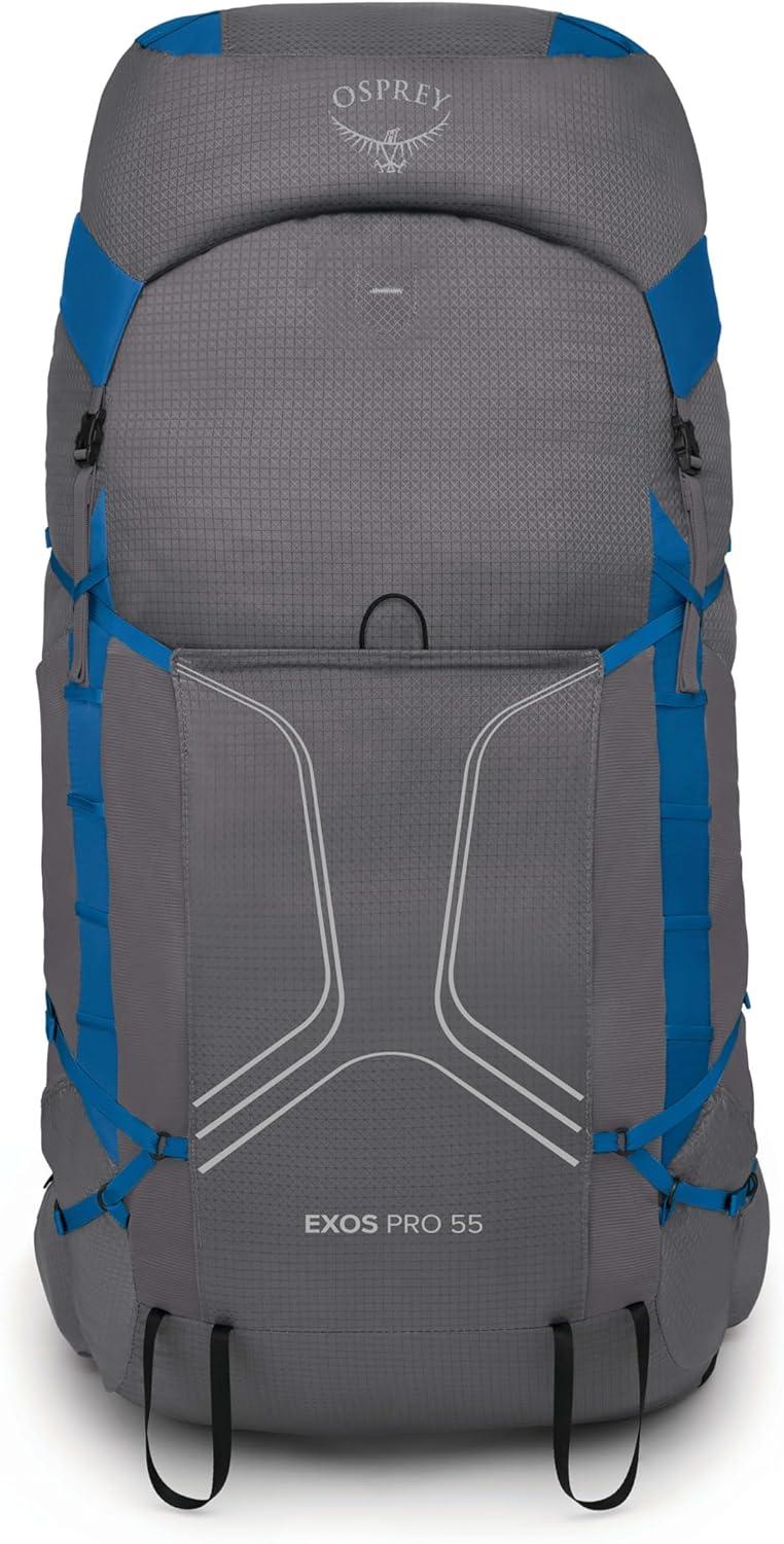 imageOsprey Exos Pro 55L Mens Backpacking Backpack Dale GreyAgam Blue SMLargeXLarge