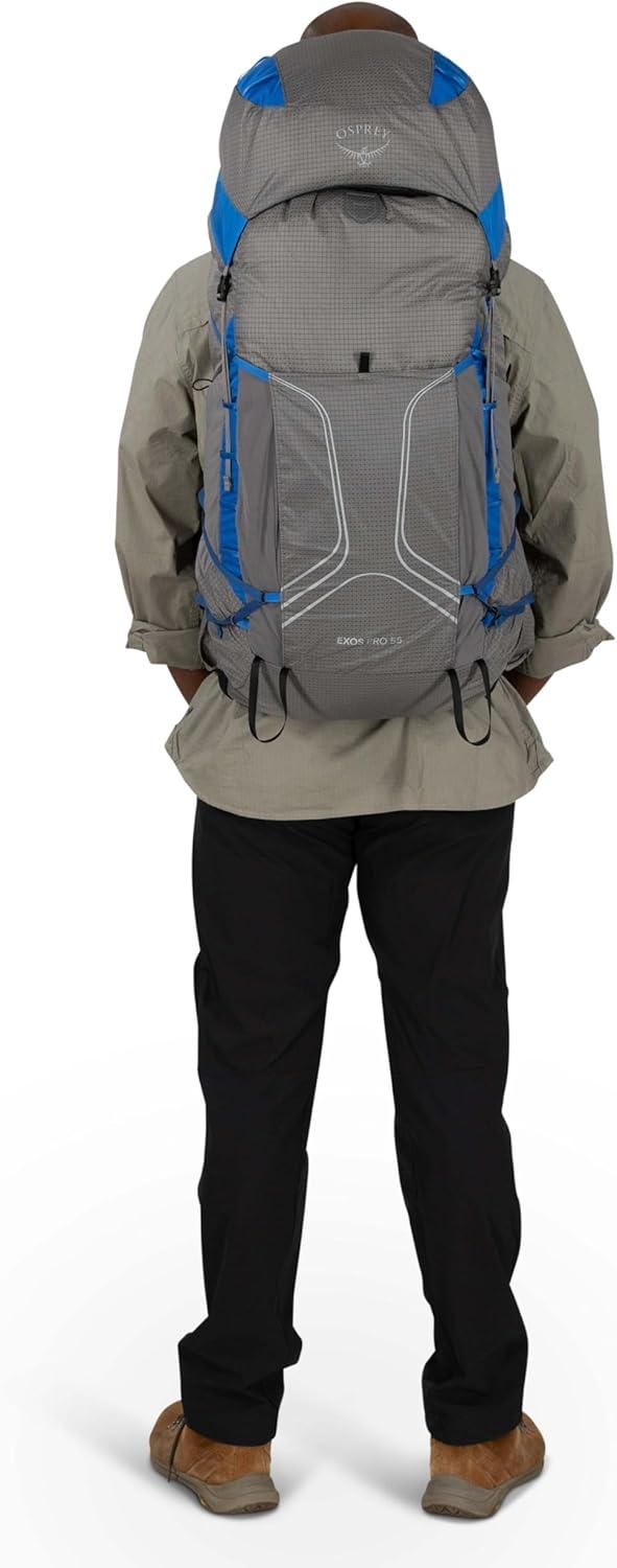 imageOsprey Exos Pro 55L Mens Backpacking Backpack Dale GreyAgam Blue SMLargeXLarge