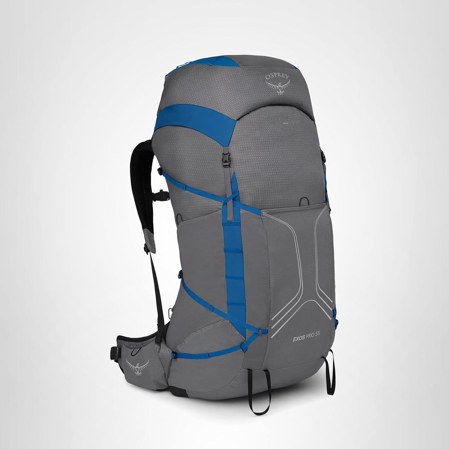 imageOsprey Exos Pro 55L Mens Backpacking Backpack Dale GreyAgam Blue SMLargeXLarge