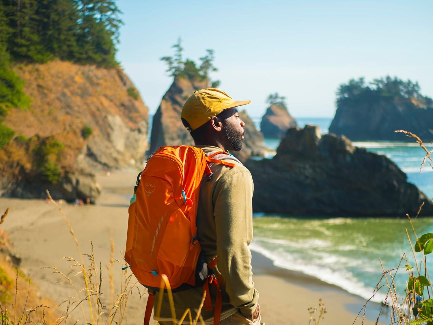 imageOsprey Hikelite 32L Lightweight Hiking Backpack Durable Travel Daypack with Rain Cover for Men and Women Black MLTan Concrete