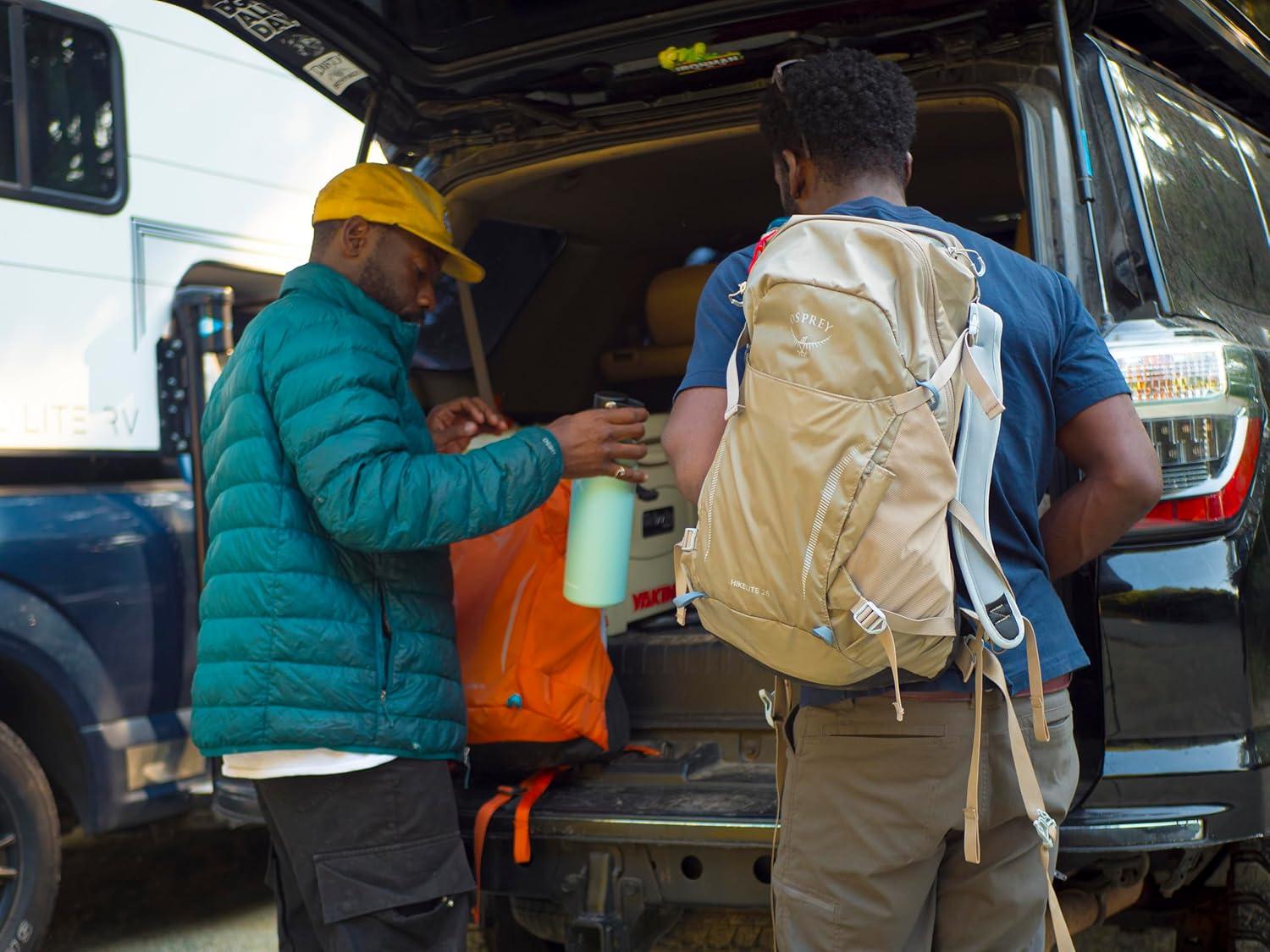 imageOsprey Hikelite 32L Lightweight Hiking Backpack Durable Travel Daypack with Rain Cover for Men and Women Black MLTan Concrete