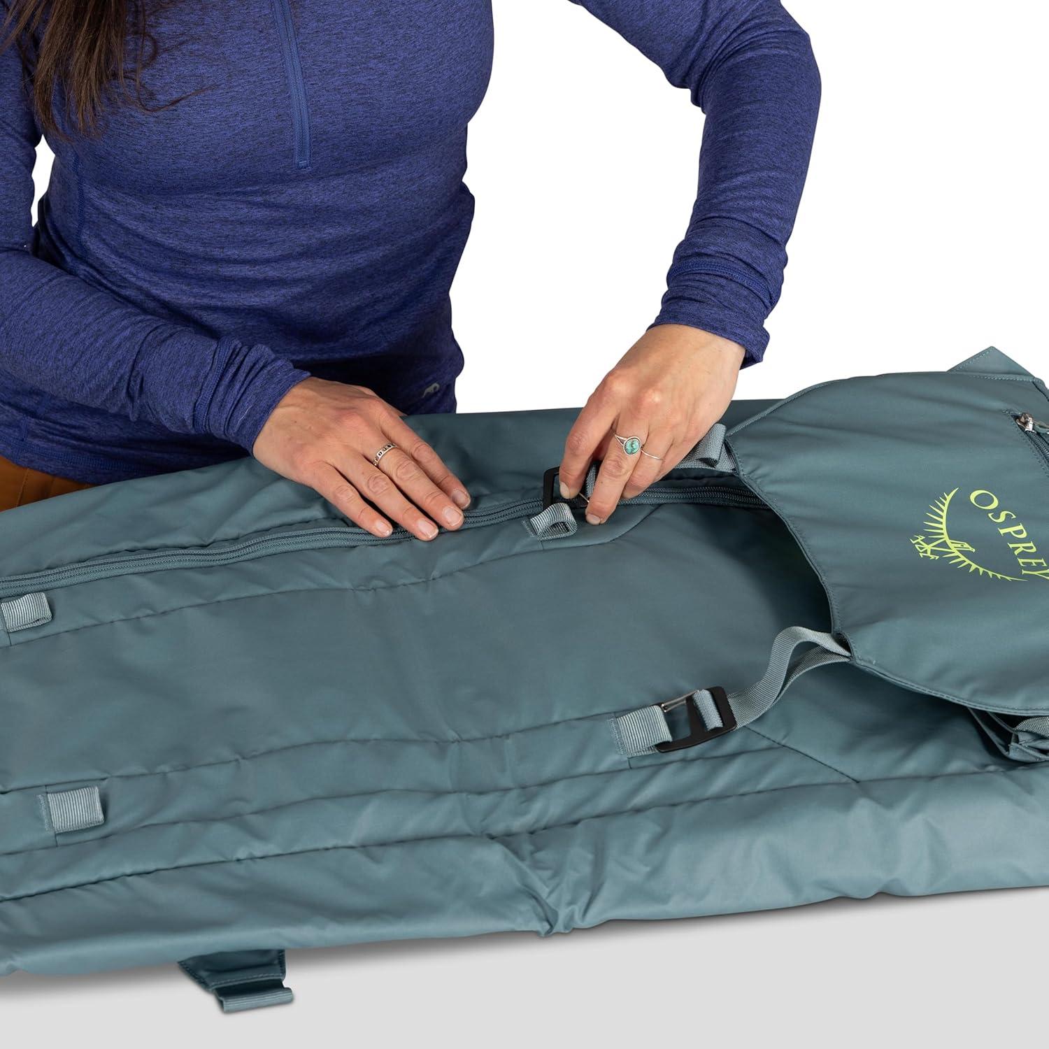 imageOsprey Mountain Bound Roller Ski and Snowboard Winter Travel Bag with Oversized Wheels Durable WaterResistant Design with NanoTough Fabric and Padded ProtectionCascade Blue