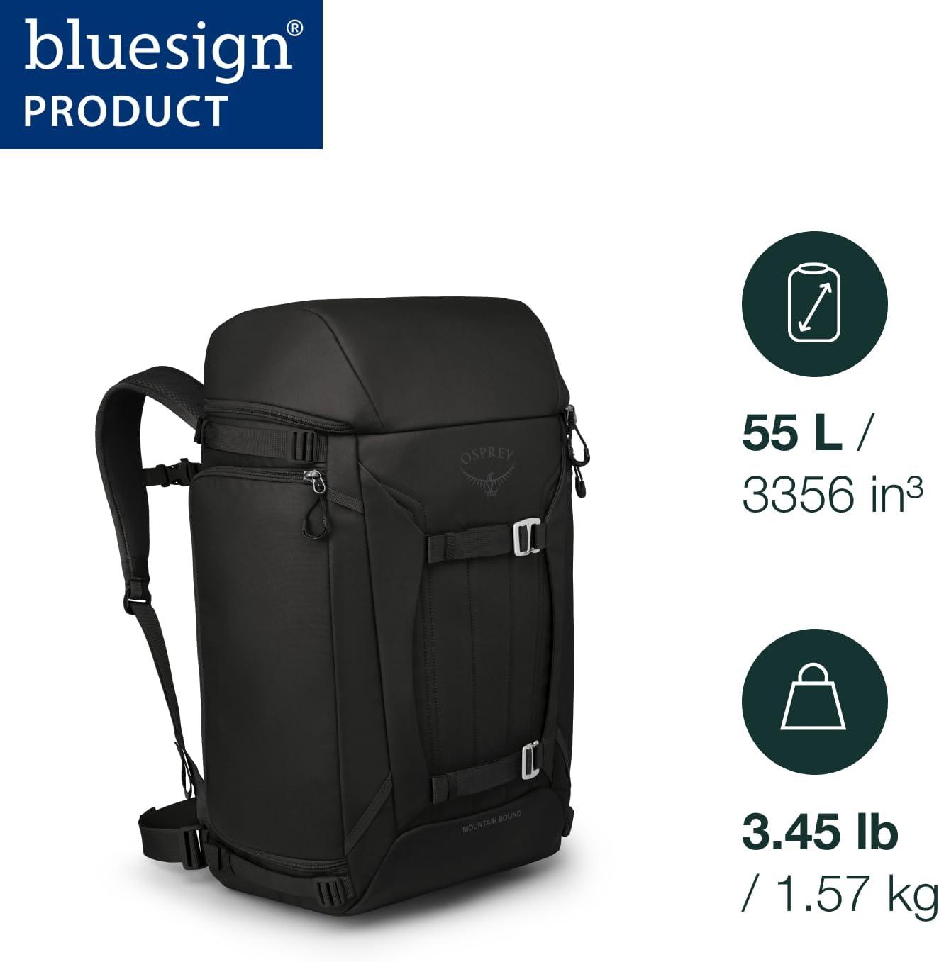 imageOsprey Mountain Bound Ski amp Snowboard Boot Bag Backpack with AirScape Technology and Padded Structure Premium Winter Luggage with Shoe Changing Mat BlackCascade Blue