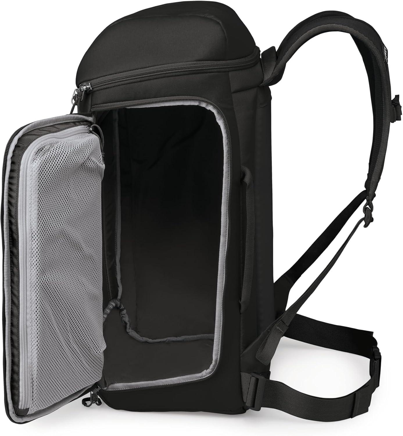 imageOsprey Mountain Bound Ski amp Snowboard Boot Bag Backpack with AirScape Technology and Padded Structure Premium Winter Luggage with Shoe Changing Mat BlackBlack