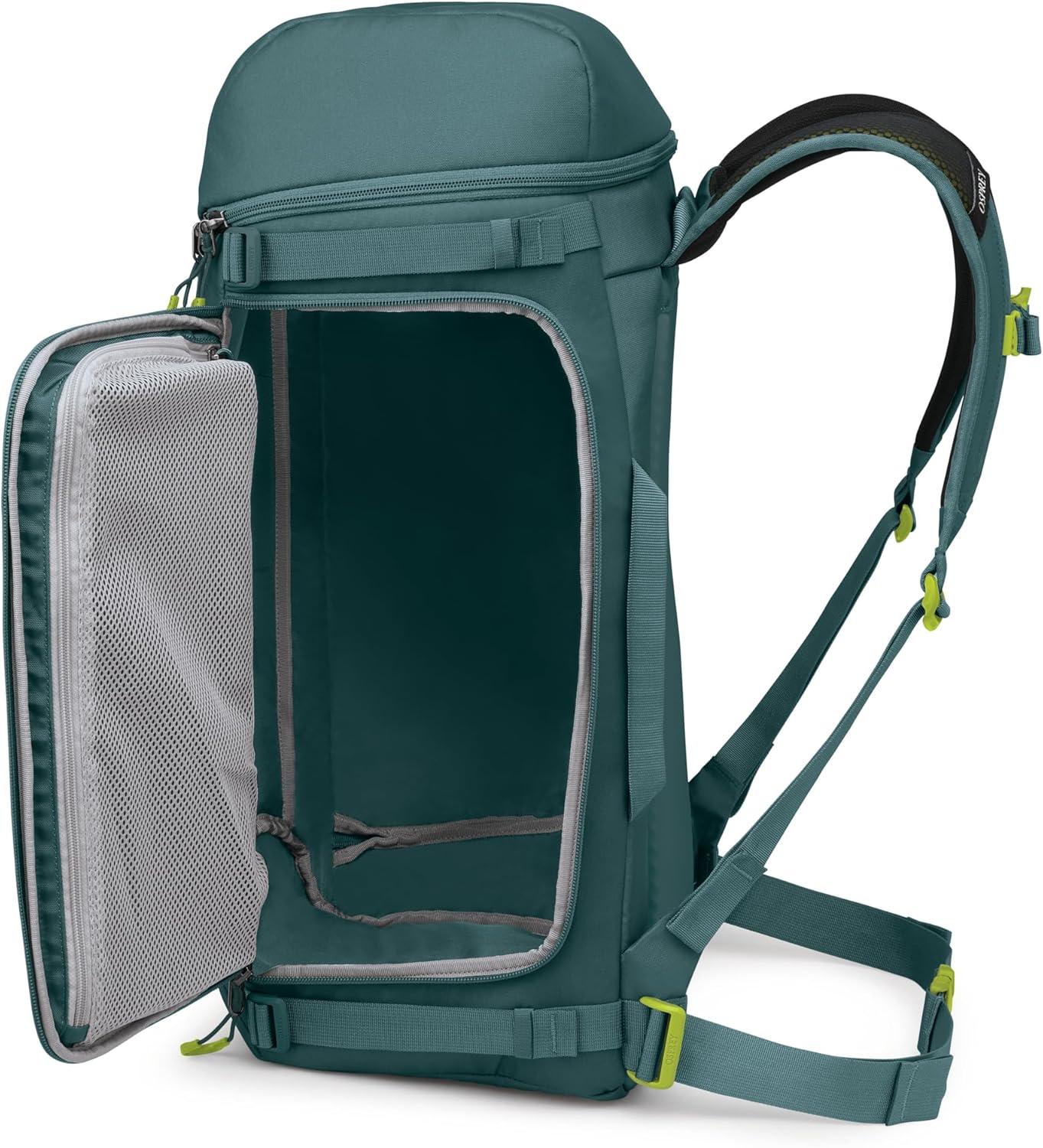 imageOsprey Mountain Bound Ski amp Snowboard Boot Bag Backpack with AirScape Technology and Padded Structure Premium Winter Luggage with Shoe Changing Mat BlackCascade Blue