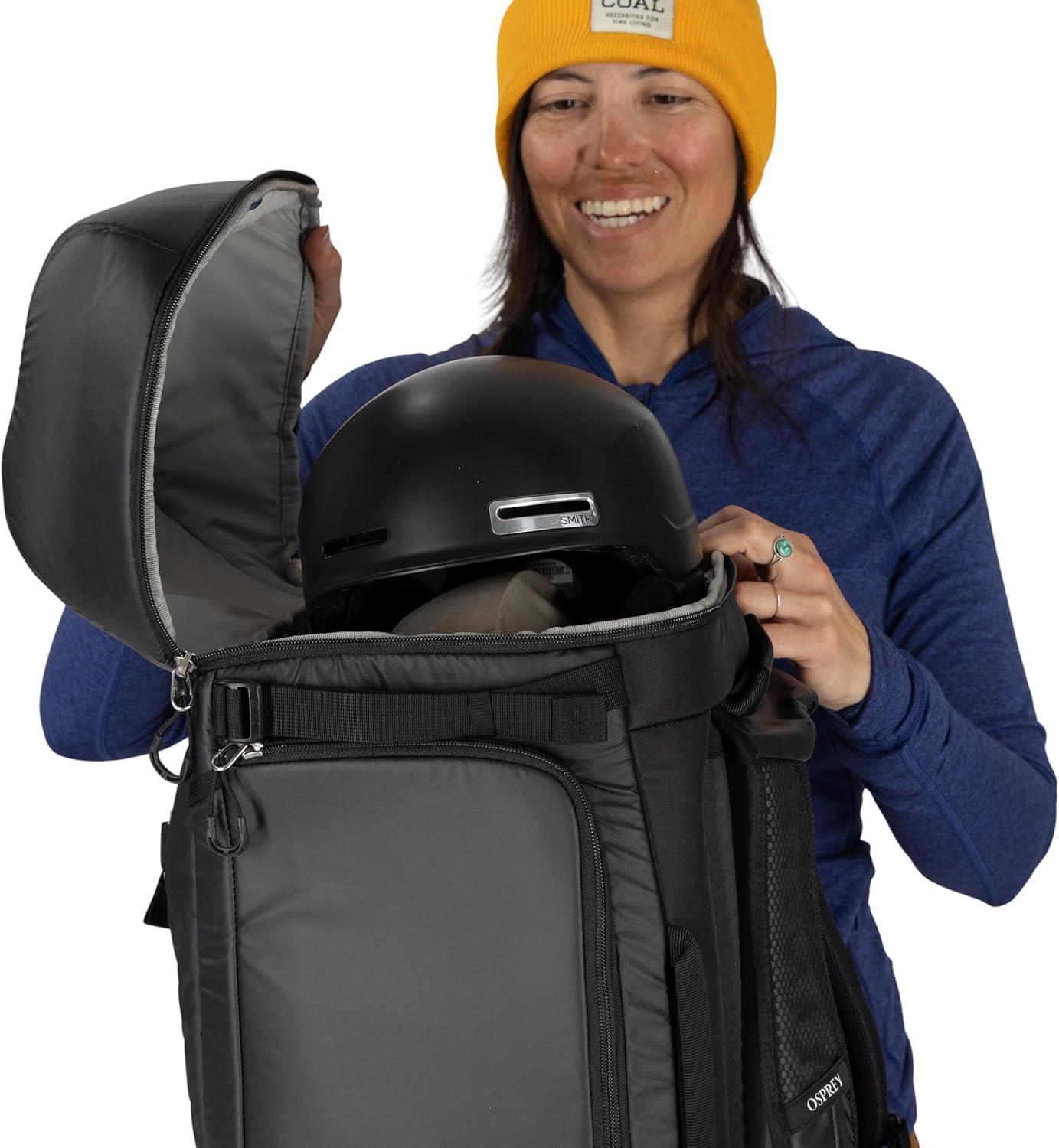 imageOsprey Mountain Bound Ski amp Snowboard Boot Bag Backpack with AirScape Technology and Padded Structure Premium Winter Luggage with Shoe Changing Mat BlackBlack