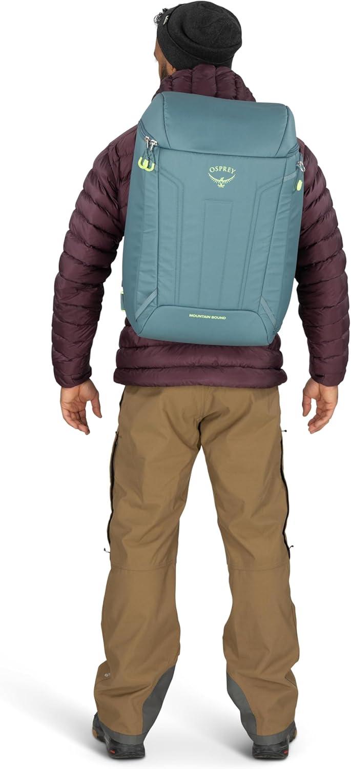 imageOsprey Mountain Bound Ski amp Snowboard Boot Bag Backpack with AirScape Technology and Padded Structure Premium Winter Luggage with Shoe Changing Mat BlackCascade Blue