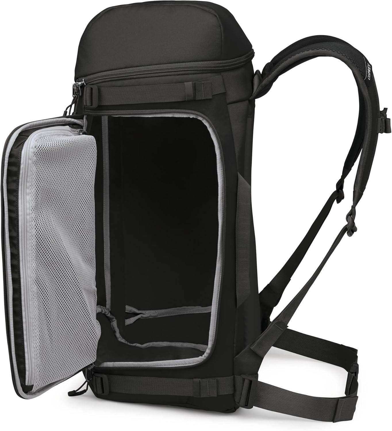 imageOsprey Mountain Bound Ski amp Snowboard Boot Bag Backpack with AirScape Technology and Padded Structure Premium Winter Luggage with Shoe Changing Mat BlackBlack