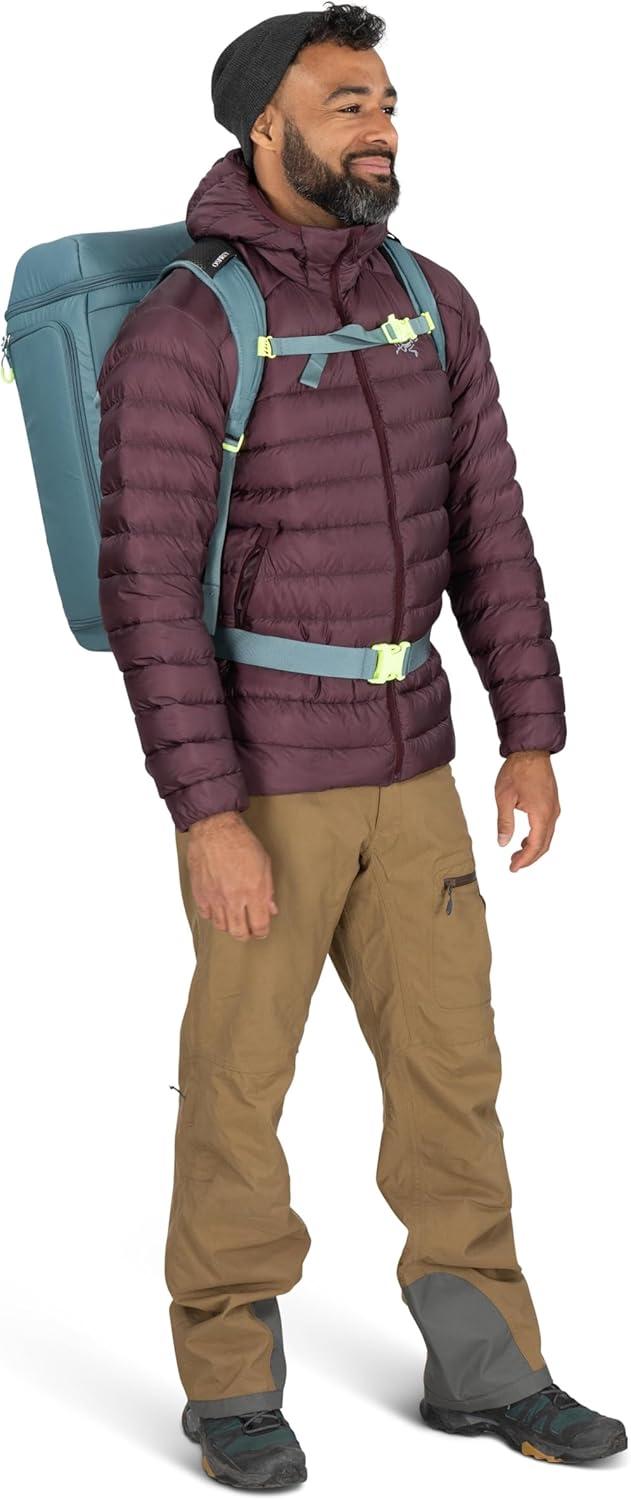 imageOsprey Mountain Bound Ski amp Snowboard Boot Bag Backpack with AirScape Technology and Padded Structure Premium Winter Luggage with Shoe Changing Mat BlackCascade Blue