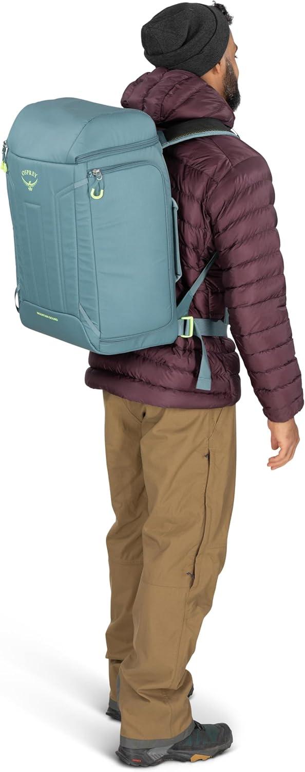 imageOsprey Mountain Bound Ski amp Snowboard Boot Bag Backpack with AirScape Technology and Padded Structure Premium Winter Luggage with Shoe Changing Mat BlackCascade Blue