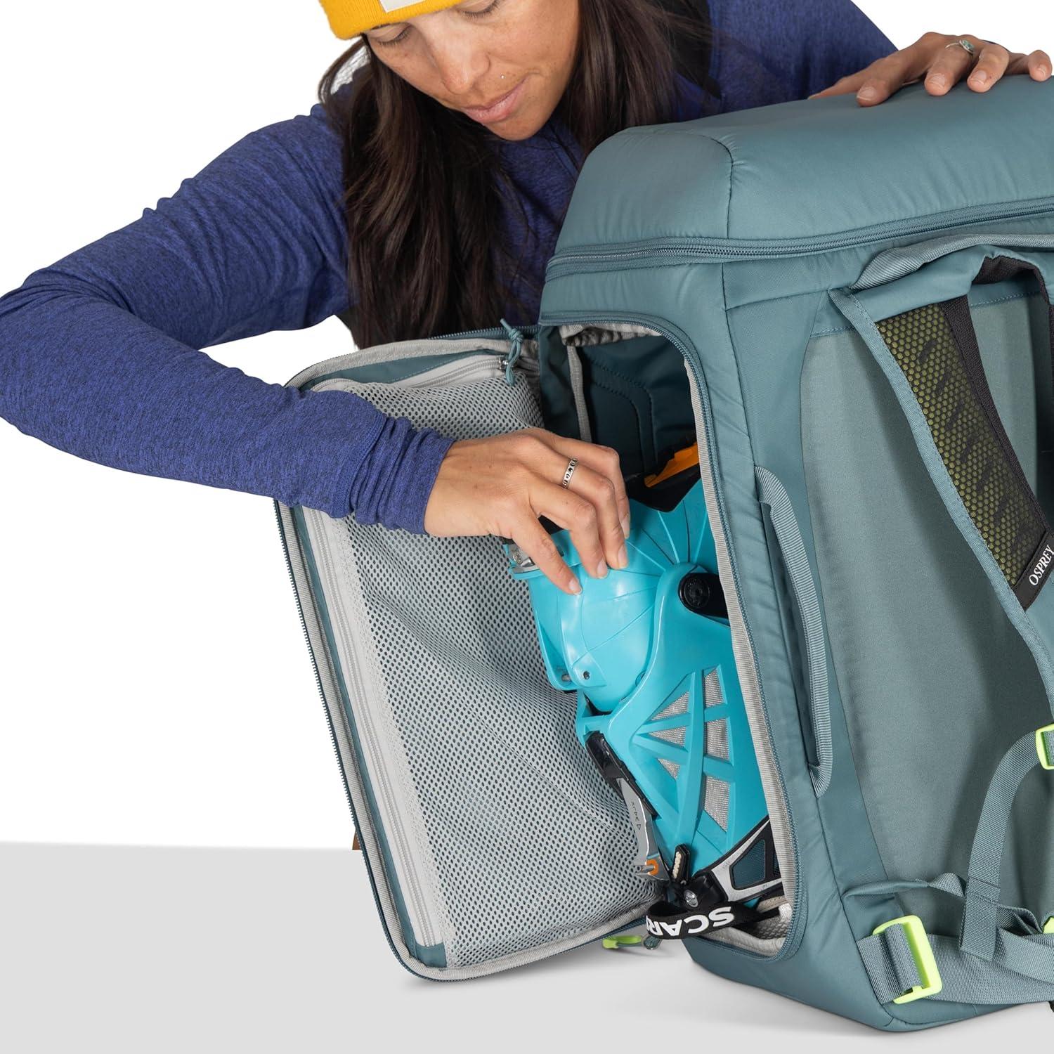 imageOsprey Mountain Bound Ski amp Snowboard Boot Bag Backpack with AirScape Technology and Padded Structure Premium Winter Luggage with Shoe Changing Mat BlackCascade Blue