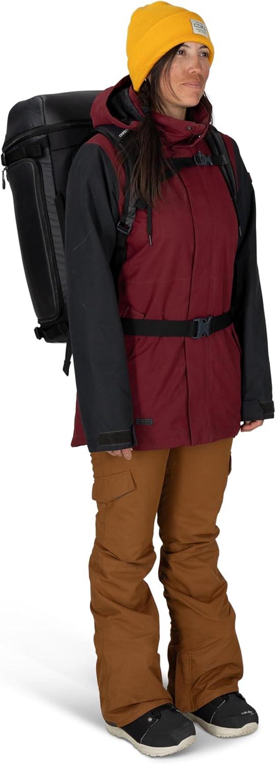 imageOsprey Mountain Bound Ski amp Snowboard Boot Bag Backpack with AirScape Technology and Padded Structure Premium Winter Luggage with Shoe Changing Mat BlackBlack