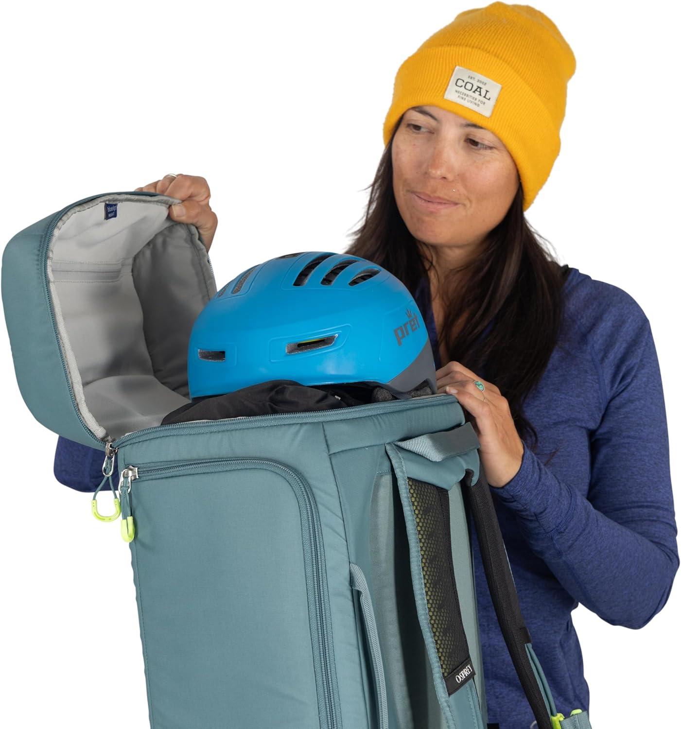 imageOsprey Mountain Bound Ski amp Snowboard Boot Bag Backpack with AirScape Technology and Padded Structure Premium Winter Luggage with Shoe Changing Mat BlackCascade Blue