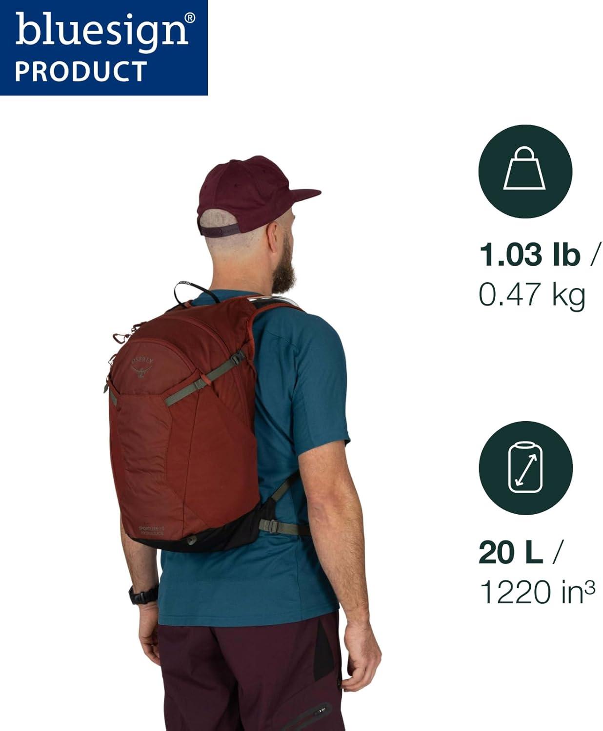imageOsprey Sportlite 15L Lightweight Hiking Backpack with Hydraulics Reservoir for Men and Women AlkalineHotspot PinkPine Leaf Green