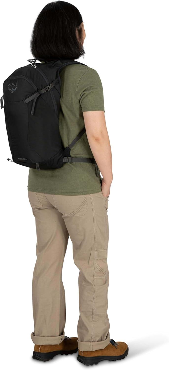 imageOsprey Sportlite 15L Lightweight Hiking Backpack with Hydraulics Reservoir for Men and Women AlkalineHotspot PinkPine Leaf Green