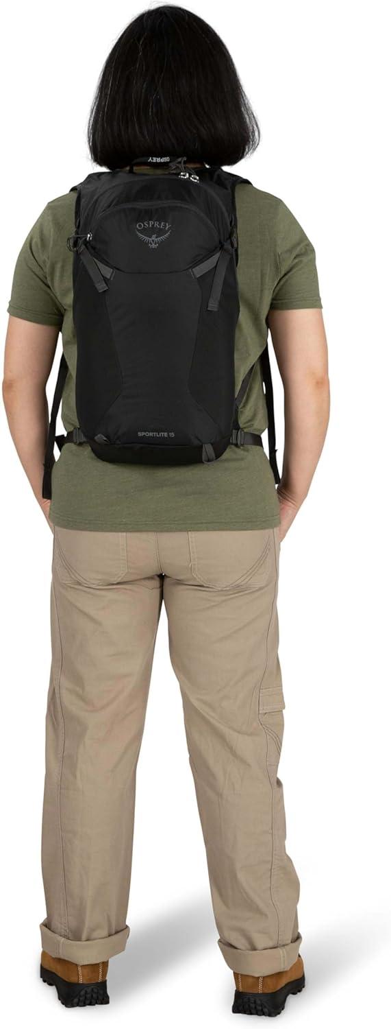 imageOsprey Sportlite 15L Lightweight Hiking Backpack with Hydraulics Reservoir for Men and Women AlkalineHotspot PinkPine Leaf Green