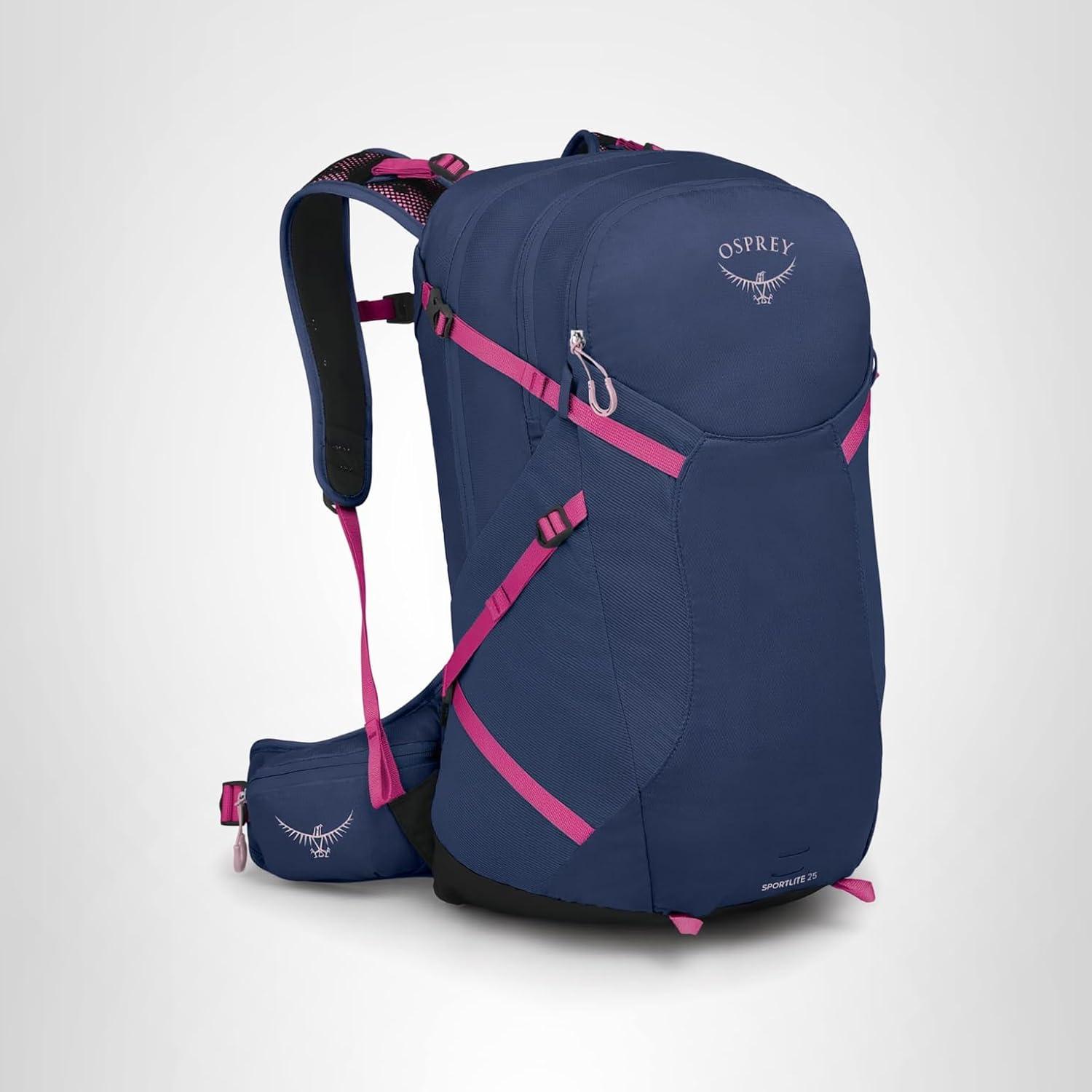 imageOsprey Sportlite 25L Lightweight Hiking Backpack for Men and Women Dark Charcoal Grey MLAlkalineHotspot Pink