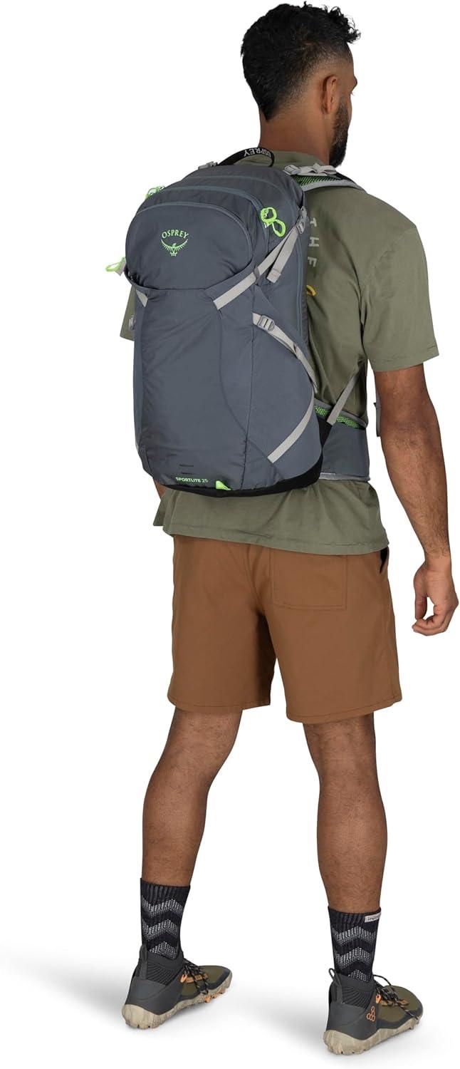 imageOsprey Sportlite 25L Lightweight Hiking Backpack for Men and Women Dark Charcoal Grey MLAlkalineHotspot Pink