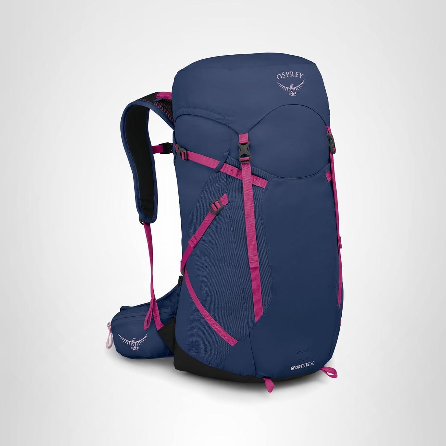 imageOsprey Sportlite 30L Lightweight Hiking Backpack for Men and Women Dark Charcoal Grey MLAlkalineHotspot Pink