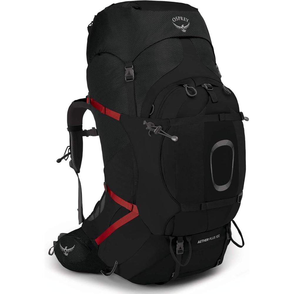 imageOsprey Aether Plus 100L Mens Backpacking Backpack Black SMBlack