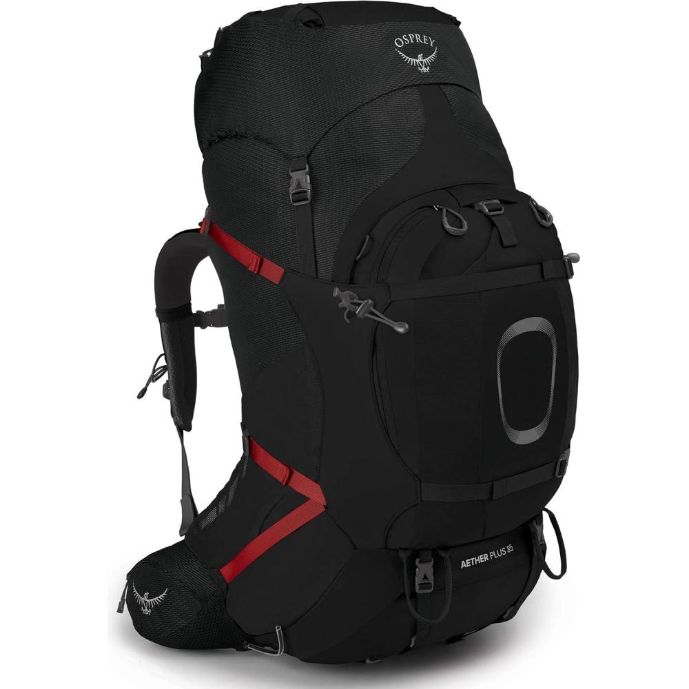 imageOsprey Aether Plus 85L Mens Backpacking Backpack Black SMBlack