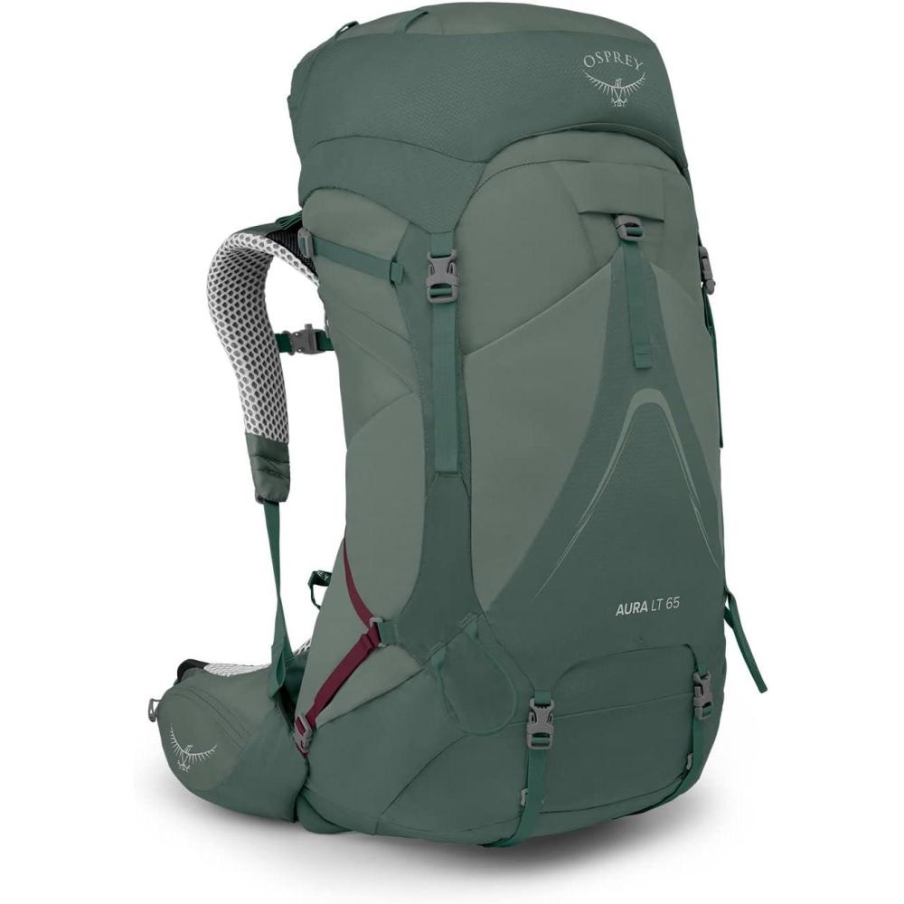 imageOsprey Aura AG LT 65L Womens Backpacking Backpack Antidote Purple WMLDarjeeling Spring Green