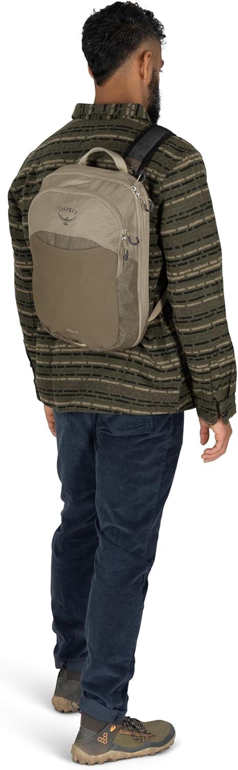 imageOsprey Nebula Shoulder Sling Bag Crossbody Backpack with Laptop Sleeve and Bottle Pocket Graphite Purple HeatherAlpaca TanLatte Brown Heather