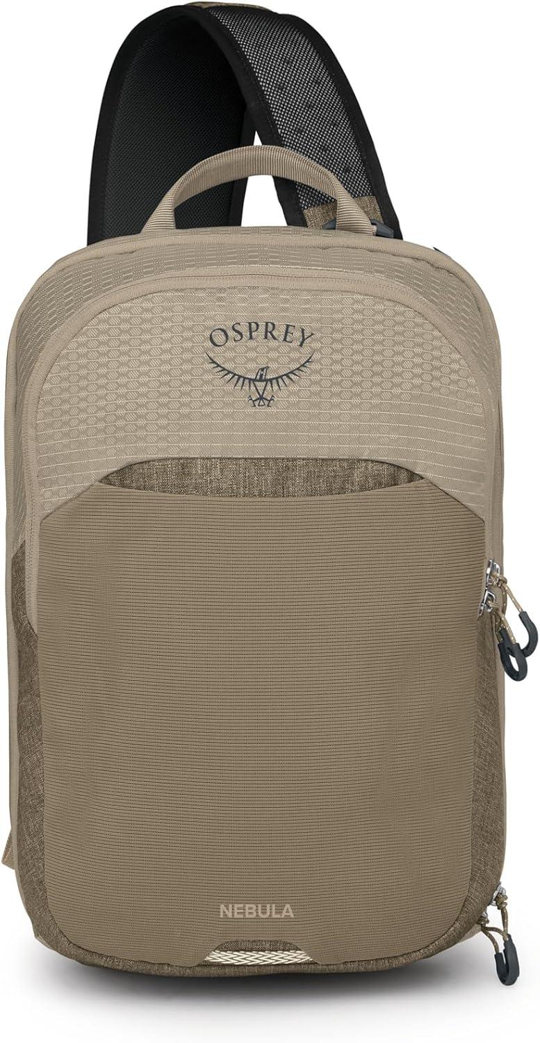 imageOsprey Nebula Shoulder Sling Bag Crossbody Backpack with Laptop Sleeve and Bottle Pocket Graphite Purple HeatherAlpaca TanLatte Brown Heather