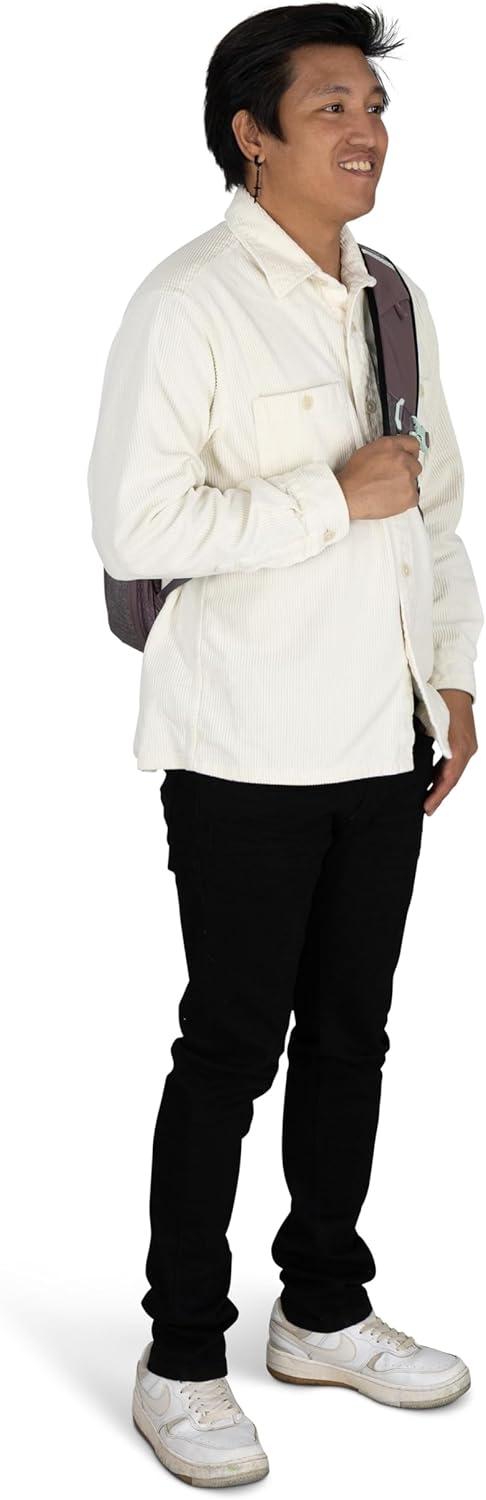 imageOsprey Nebula Shoulder Sling Bag Crossbody Backpack with Laptop Sleeve and Bottle Pocket Graphite Purple HeatherPorcelain Orange Heather