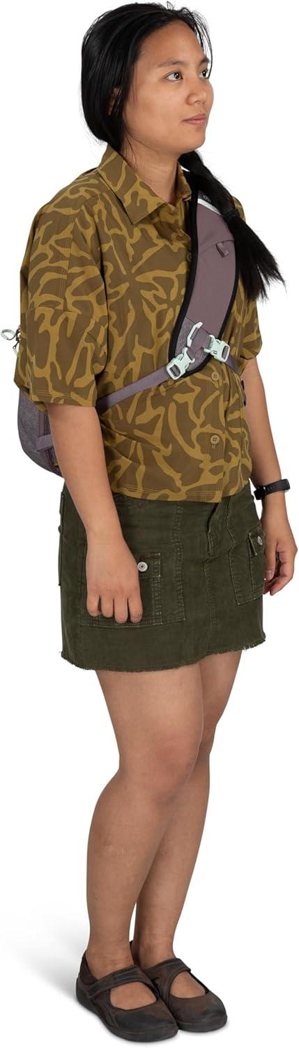 imageOsprey Nebula Shoulder Sling Bag Crossbody Backpack with Laptop Sleeve and Bottle Pocket Graphite Purple HeatherPorcelain Orange Heather