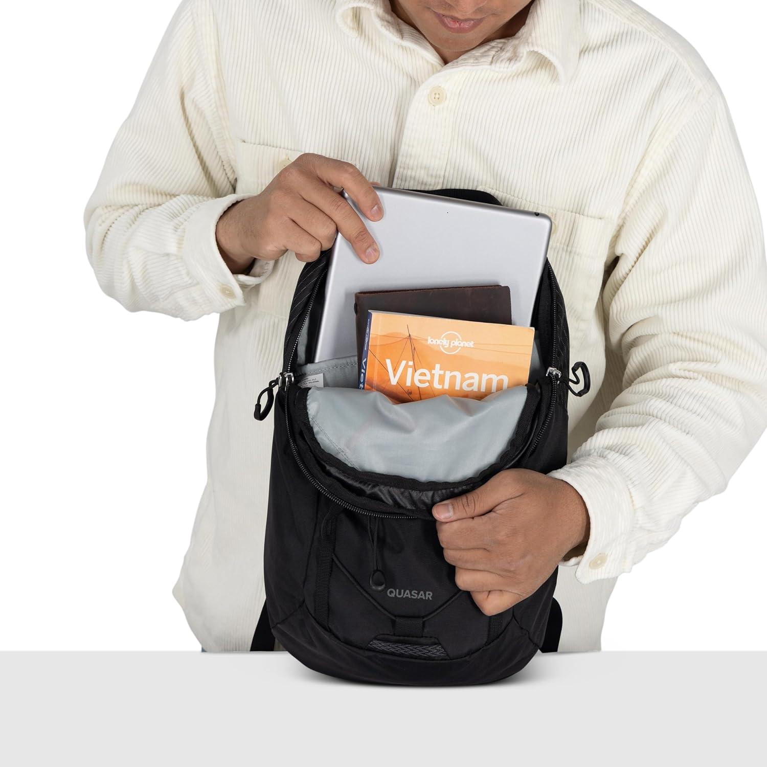 imageOsprey Quasar Shoulder Sling Bag Everyday Crossbody Backpack with Laptop Sleeve Bottle Pocket amp Phone Pocket Phantom Grey HeatherTorrent Blue Heather