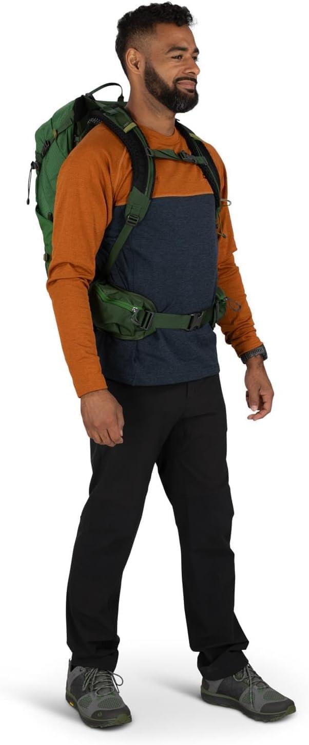 imageOsprey Stratos 44L Mens Hiking Backpack Lightweight Backpacking Pack with Waterproof Raincover Camping Bag Raven BlackPoinsettia Red