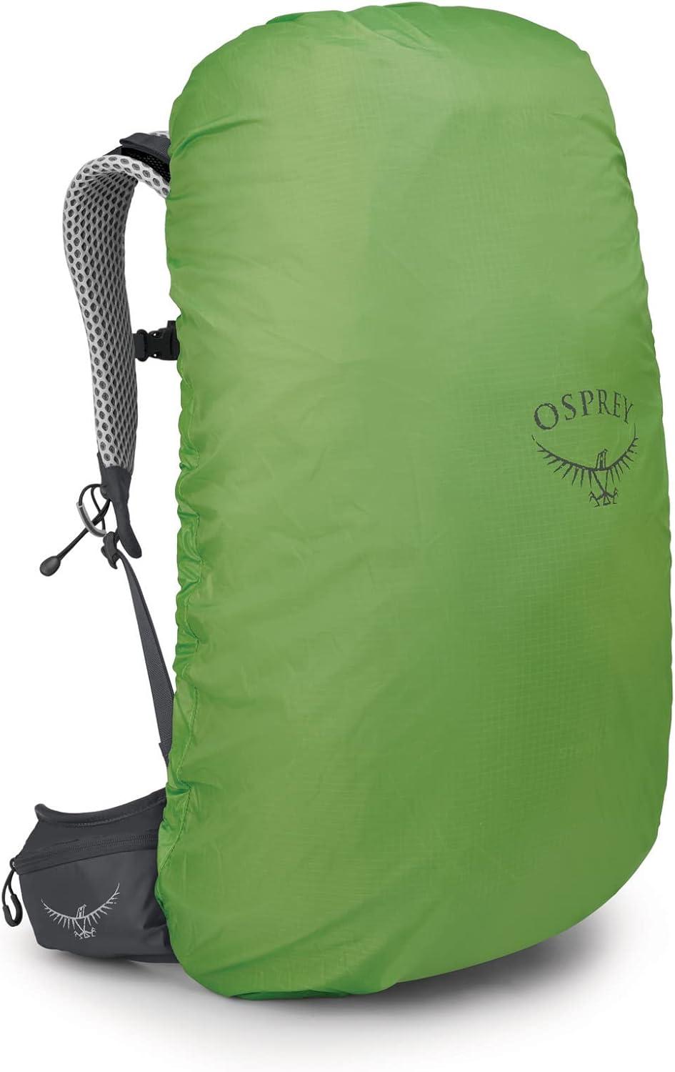 imageOsprey Stratos 44L Mens Hiking Backpack Lightweight Backpacking Pack with Waterproof Raincover Camping Bag Raven BlackTunnel Vision Grey