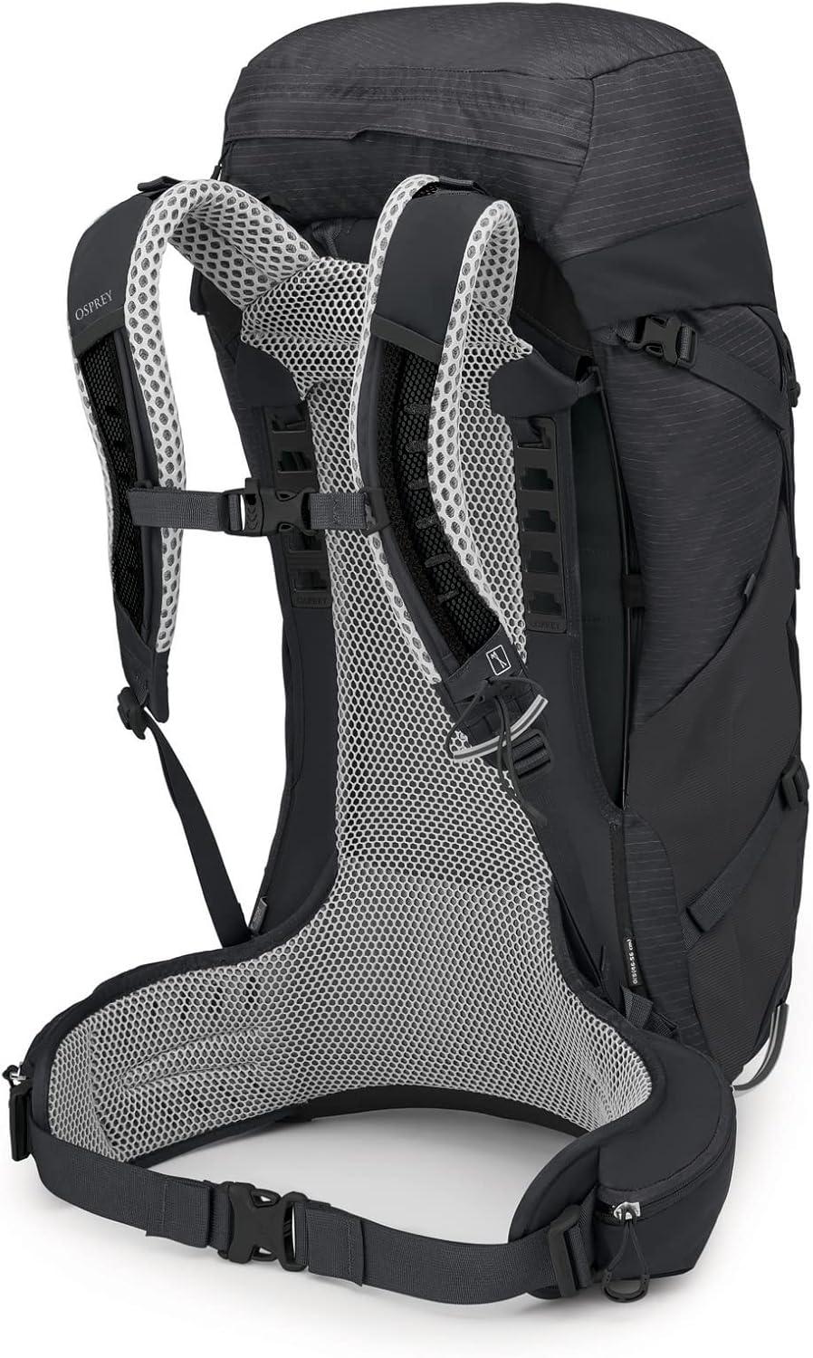 imageOsprey Stratos 44L Mens Hiking Backpack Lightweight Backpacking Pack with Waterproof Raincover Camping Bag Raven BlackTunnel Vision Grey
