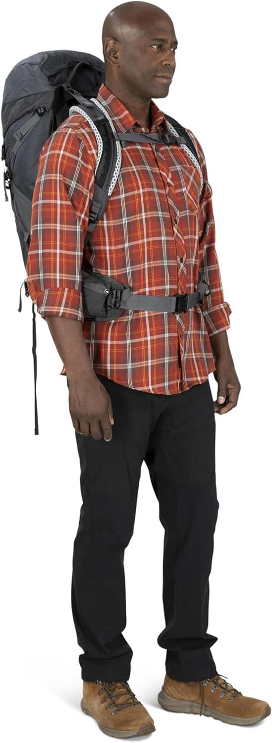 imageOsprey Stratos 44L Mens Hiking Backpack Lightweight Backpacking Pack with Waterproof Raincover Camping Bag Raven BlackTunnel Vision Grey