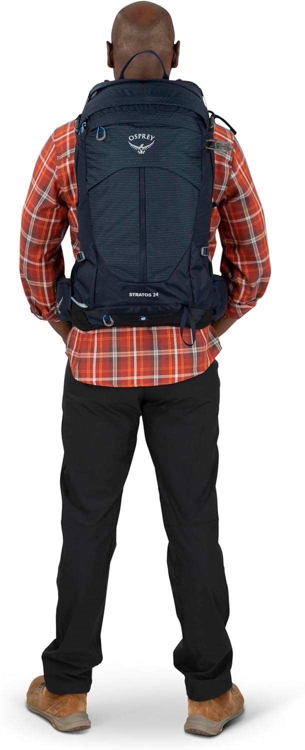 imageOsprey Stratos 44L Mens Hiking Backpack Lightweight Backpacking Pack with Waterproof Raincover Camping Bag Raven BlackTunnel Vision Grey