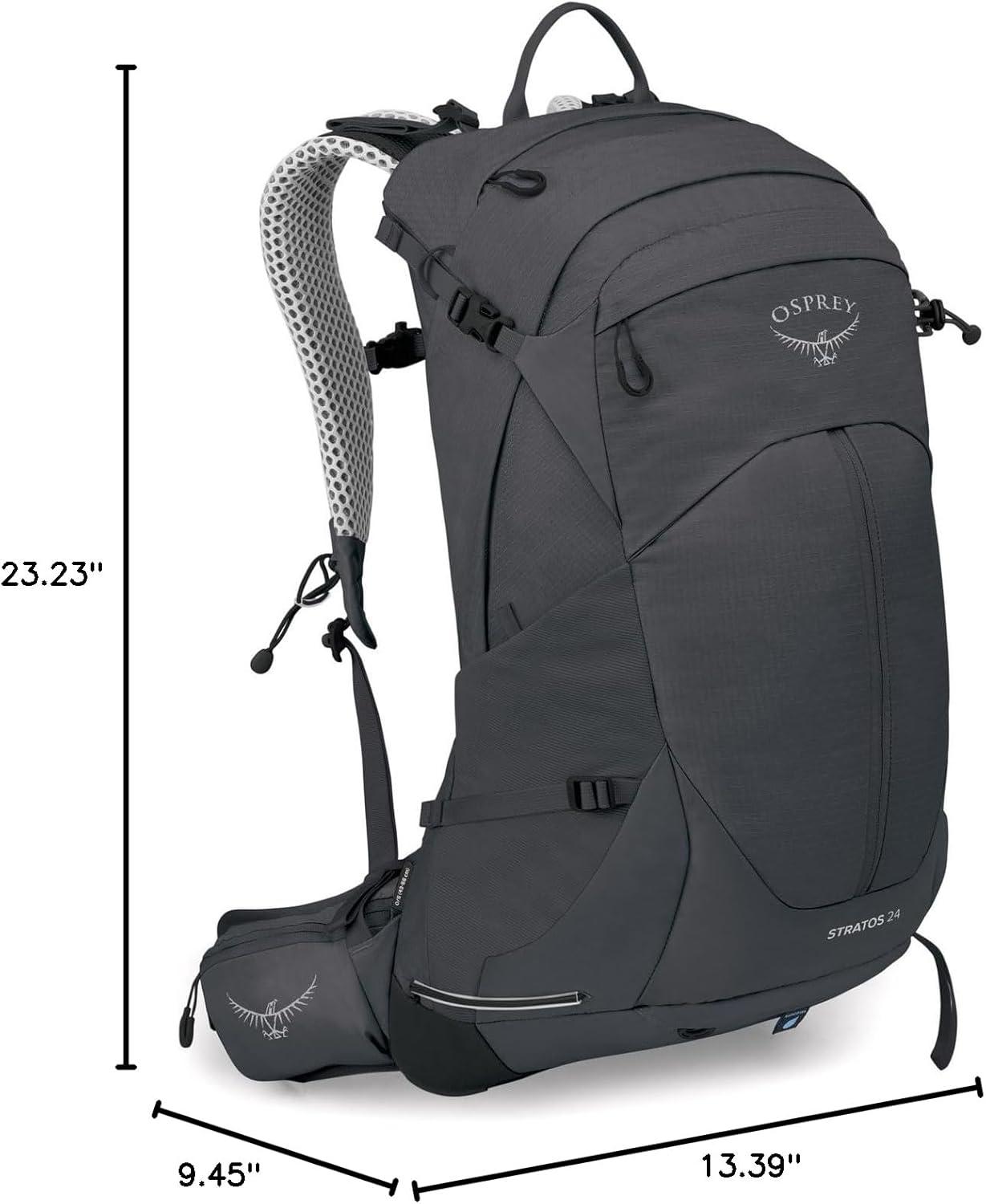 imageOsprey Stratos 44L Mens Hiking Backpack Lightweight Backpacking Pack with Waterproof Raincover Camping Bag Raven BlackTunnel Vision Grey