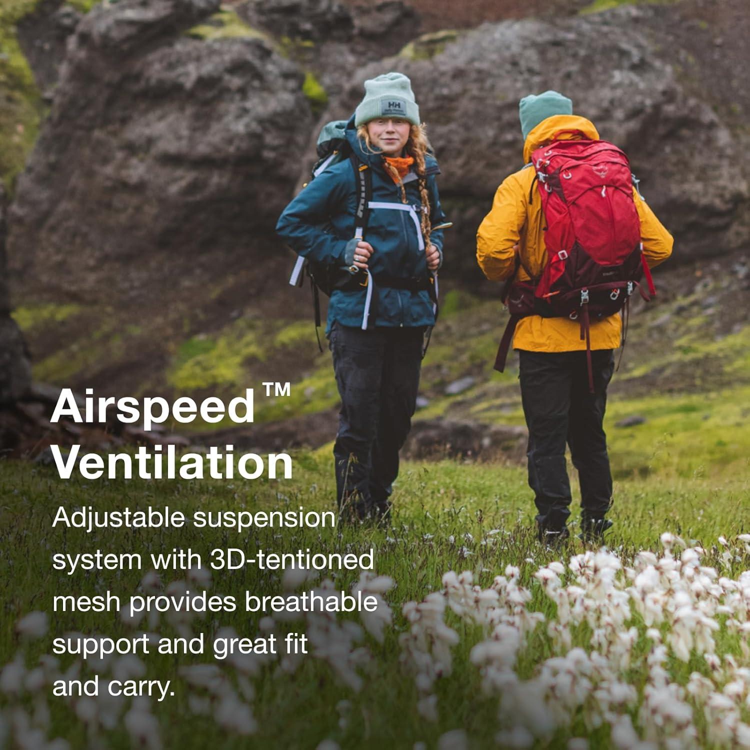 imageOsprey Stratos 44L Mens Hiking Backpack Lightweight Backpacking Pack with Waterproof Raincover Camping Bag Raven BlackTunnel Vision Grey