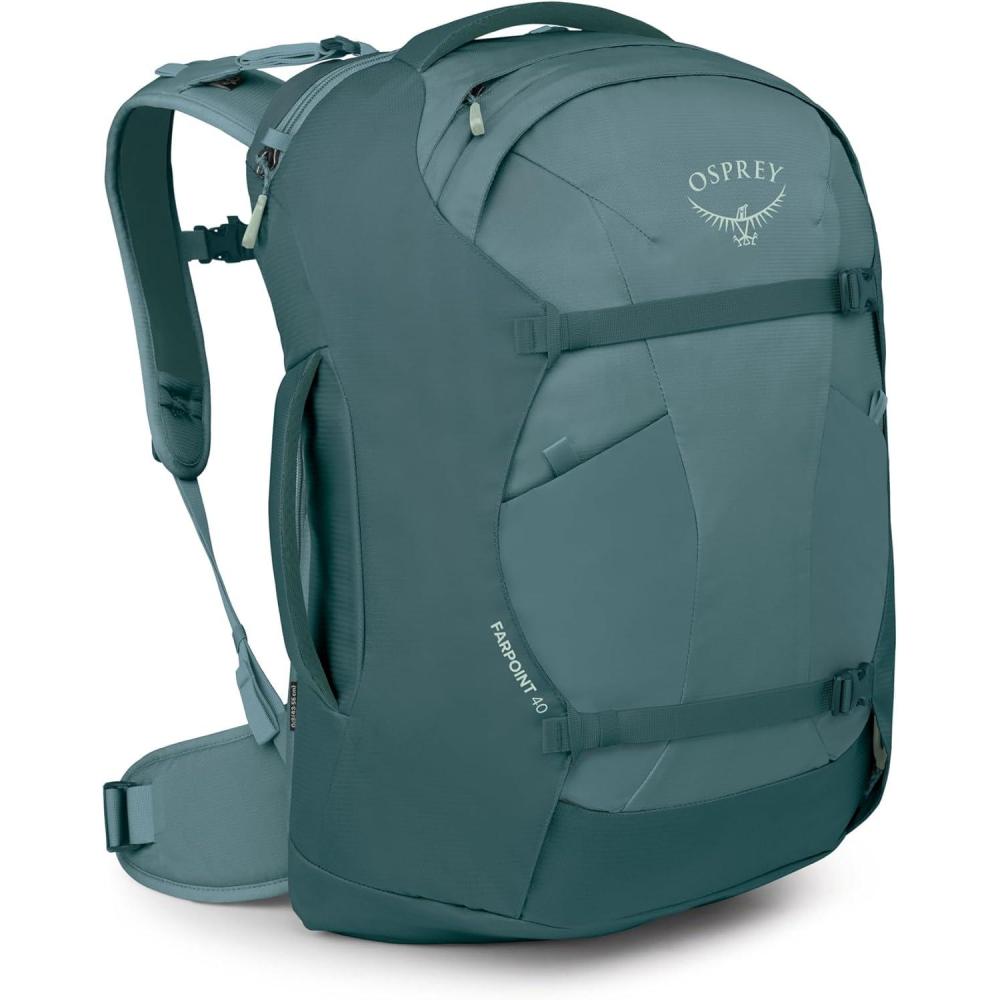 imageOsprey Farpoint 55L Mens Travel Backpack  Carry On Bag with Personal Item Sized Detachable Daypack SawdustCascade Blue Torrent Blue