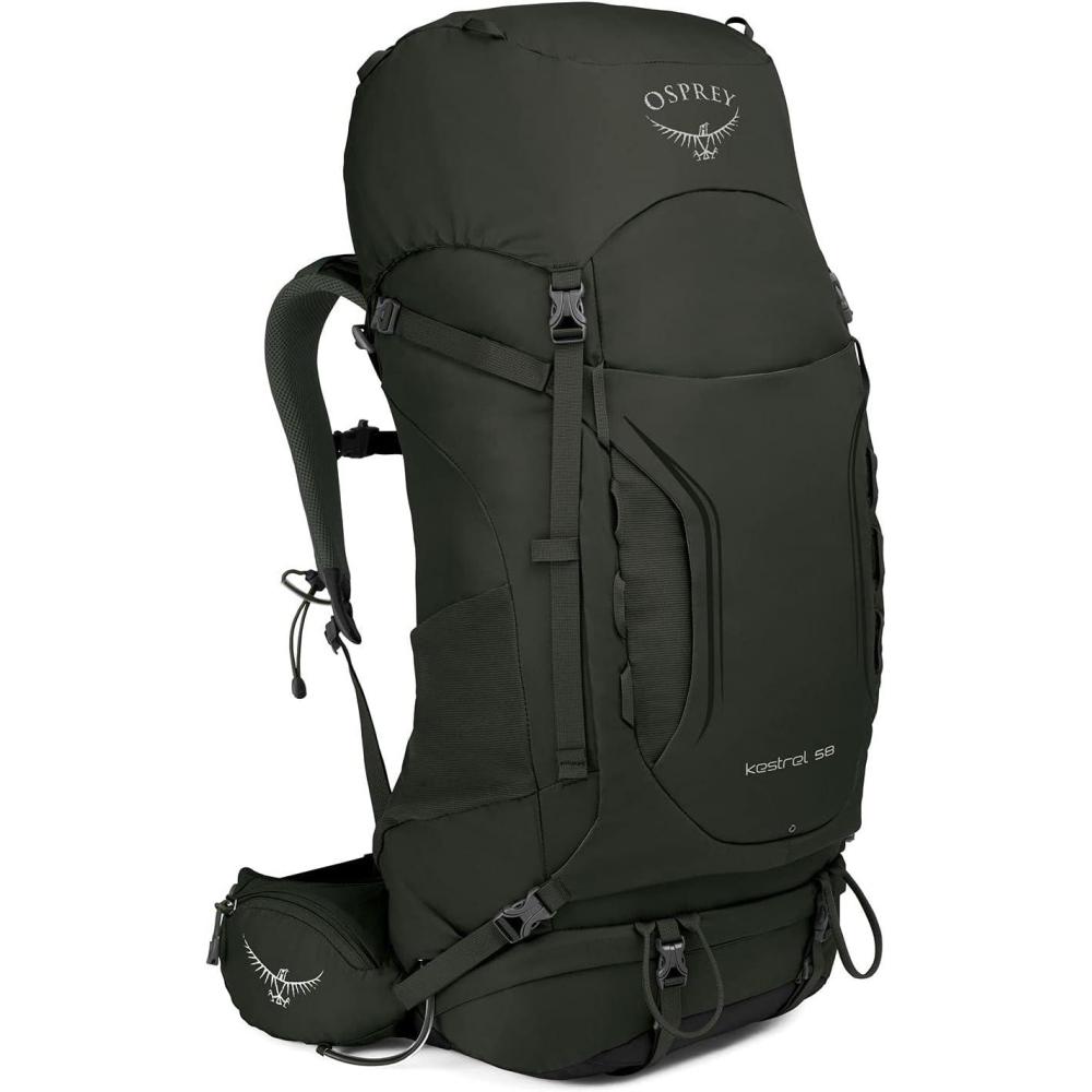 imageOsprey Kestrel 58L Mens Backpacking Backpack  Hiking amp Camping Bag with Waterproof Raincover Moss Green SmallMediumPicholine Green