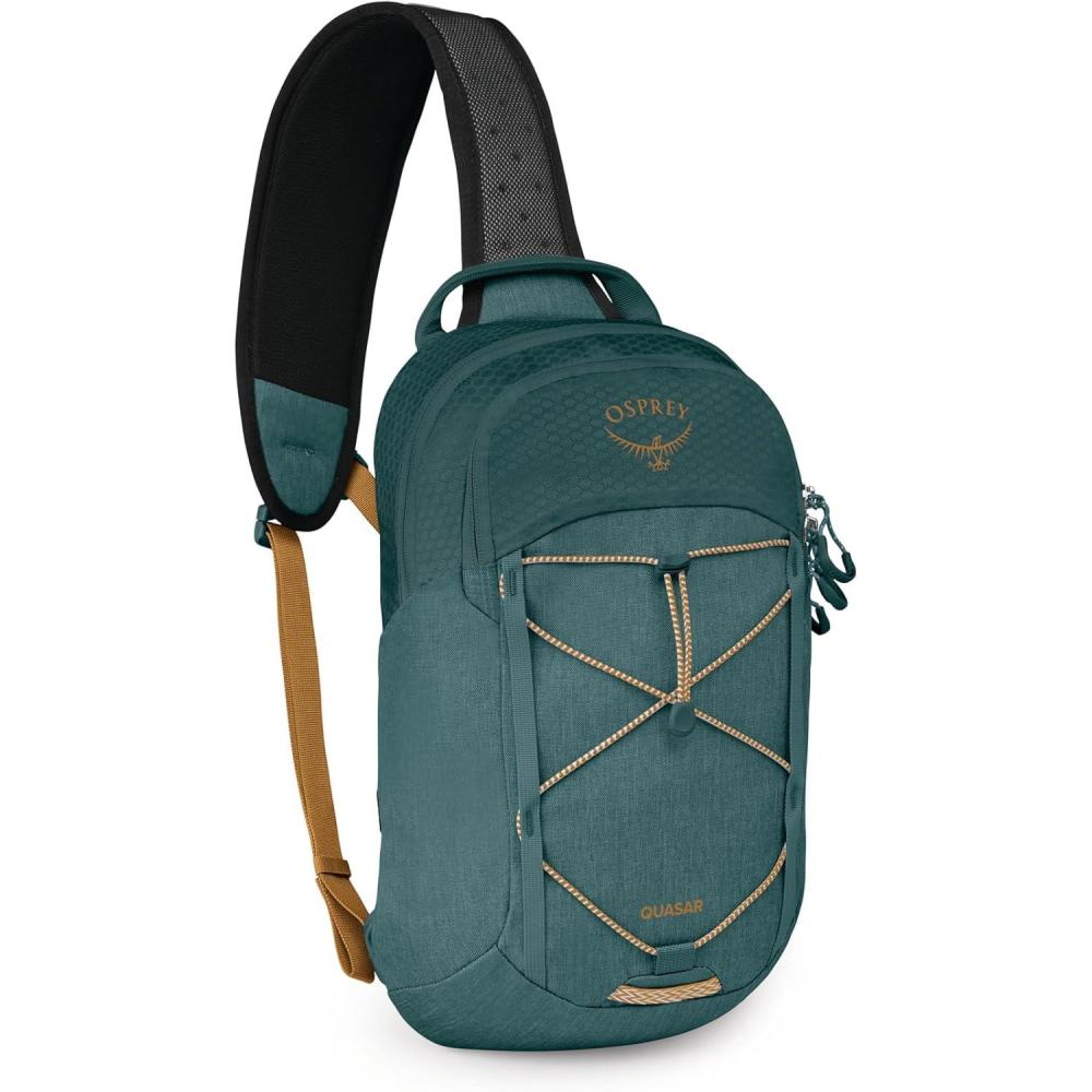 imageOsprey Quasar Shoulder Sling Bag Everyday Crossbody Backpack with Laptop Sleeve Bottle Pocket amp Phone Pocket Phantom Grey HeatherTorrent Blue Heather
