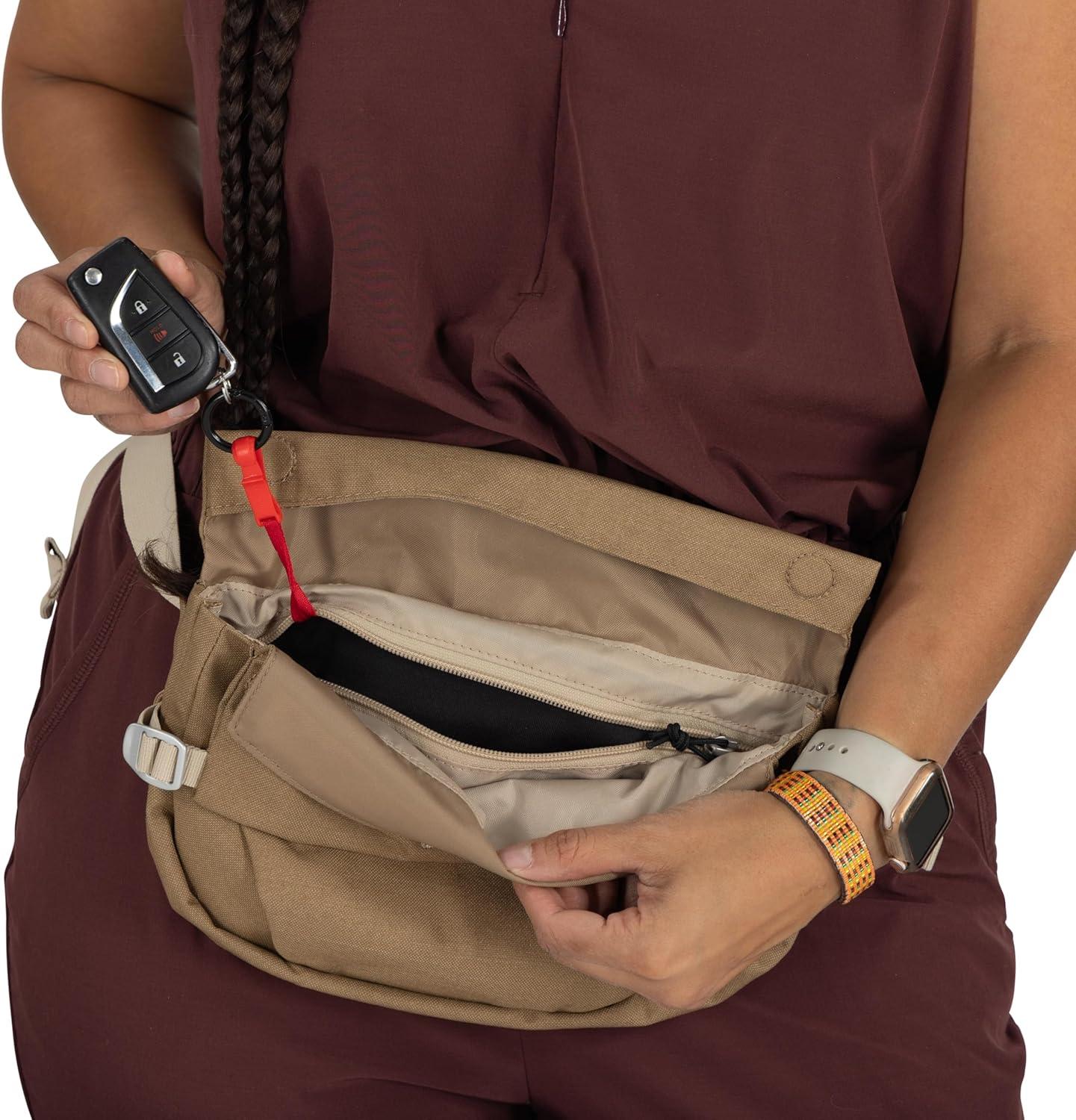 imageOsprey Arcane Hip Fanny Pack Adjustable Waist or Crossbody Pack Large Belt Bag Moss Green HeatherRed Pampas