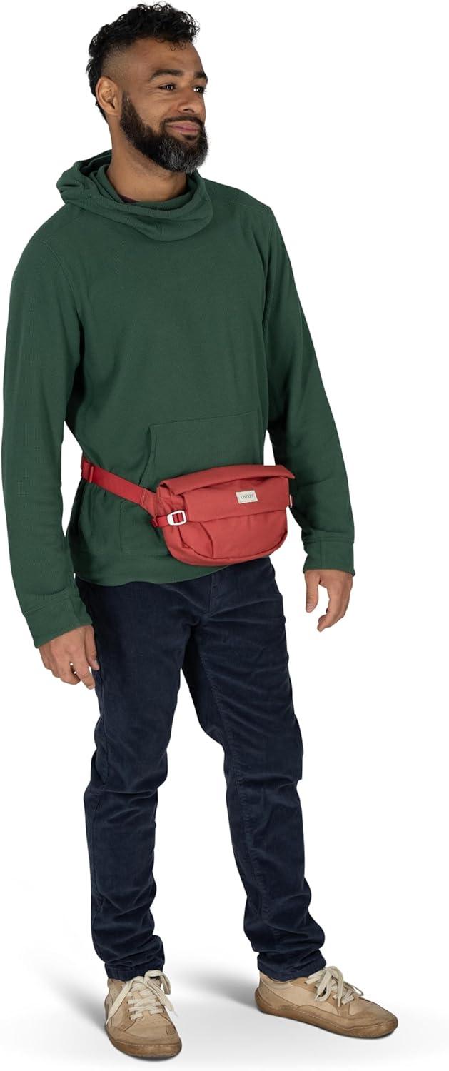 imageOsprey Arcane Hip Fanny Pack Adjustable Waist or Crossbody Pack Large Belt Bag Moss Green HeatherRed Pampas