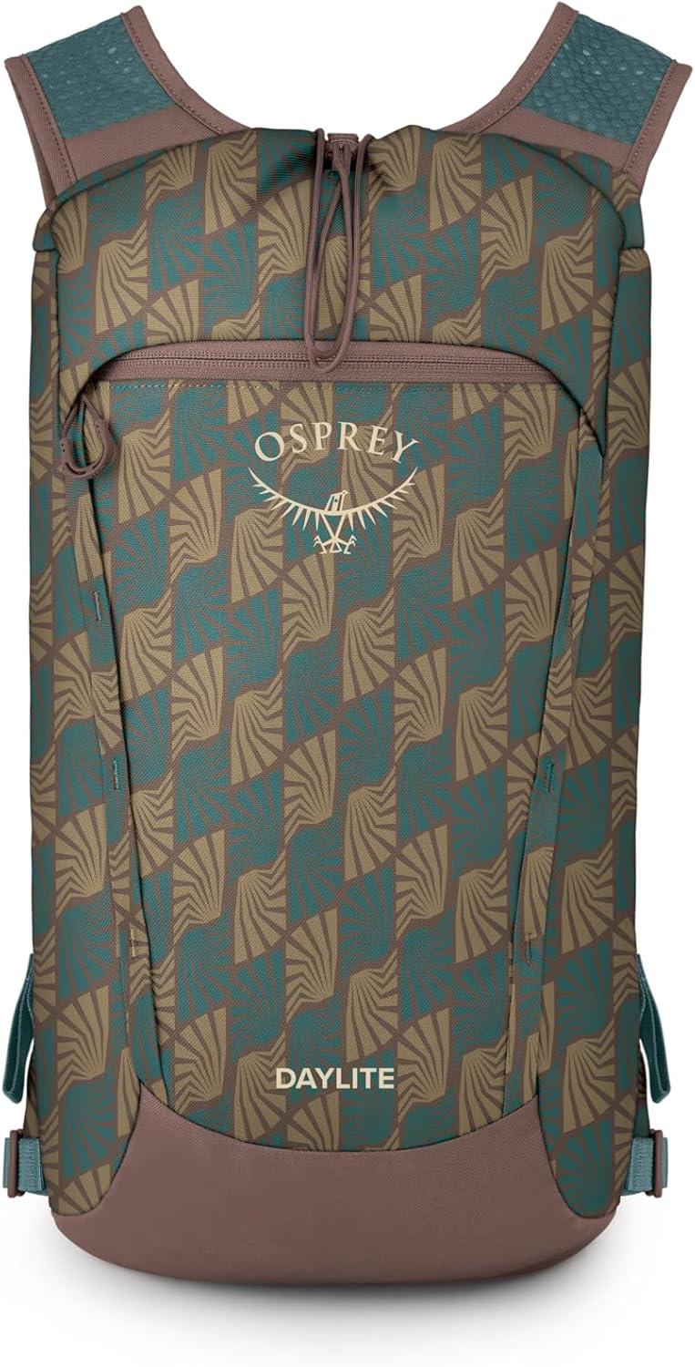 imageOsprey Daylite Cinch Backpack Lightweight Travel Bag for Hikes Festivals and Everyday Fuzzy Window PrintTorrent BlueKazuma PrintMagma Brown