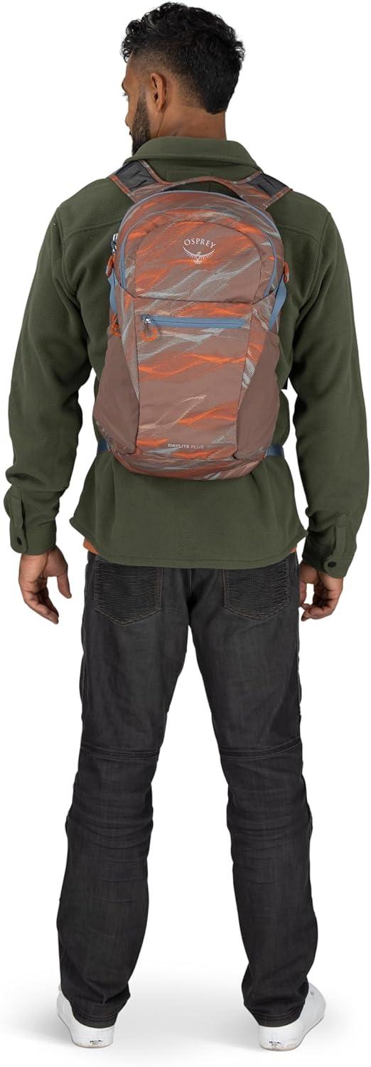 imageOsprey Daylite Plus Commuter Backpack Everyday Pack with Laptop Sleeve Bottle Pockets and Extra Storage Iris PinkSmoky Desert PrintMagma Brown