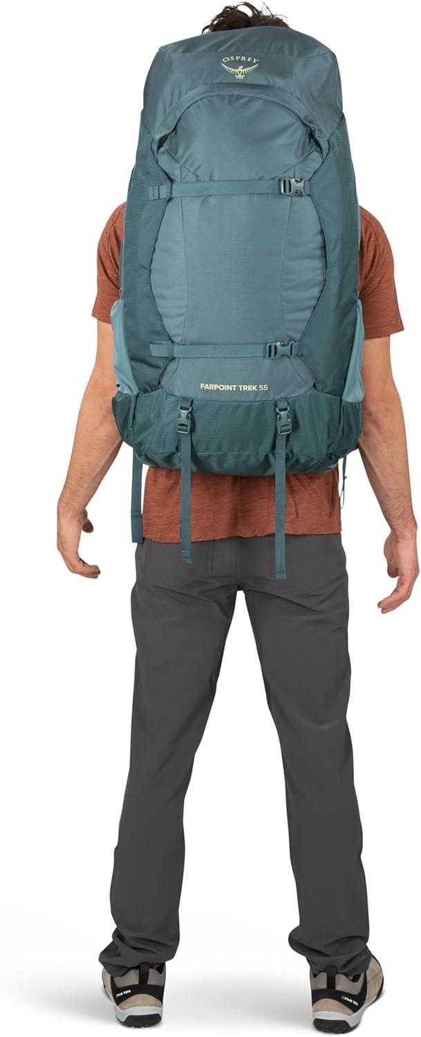 imageOsprey Farpoint Trek 55L Mens Travel Backpack Hybrid Backpacking amp Travel Bag with Internal Organization Cascade BlueTorrent BlueCascade Blue Torrent Blue