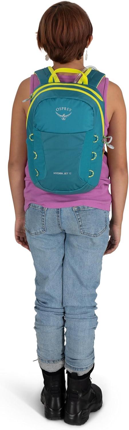 imageOsprey HydraJet 12L Kids Hiking Backpack with Hydraulics Reservoir Green CanopyGreen Canopy