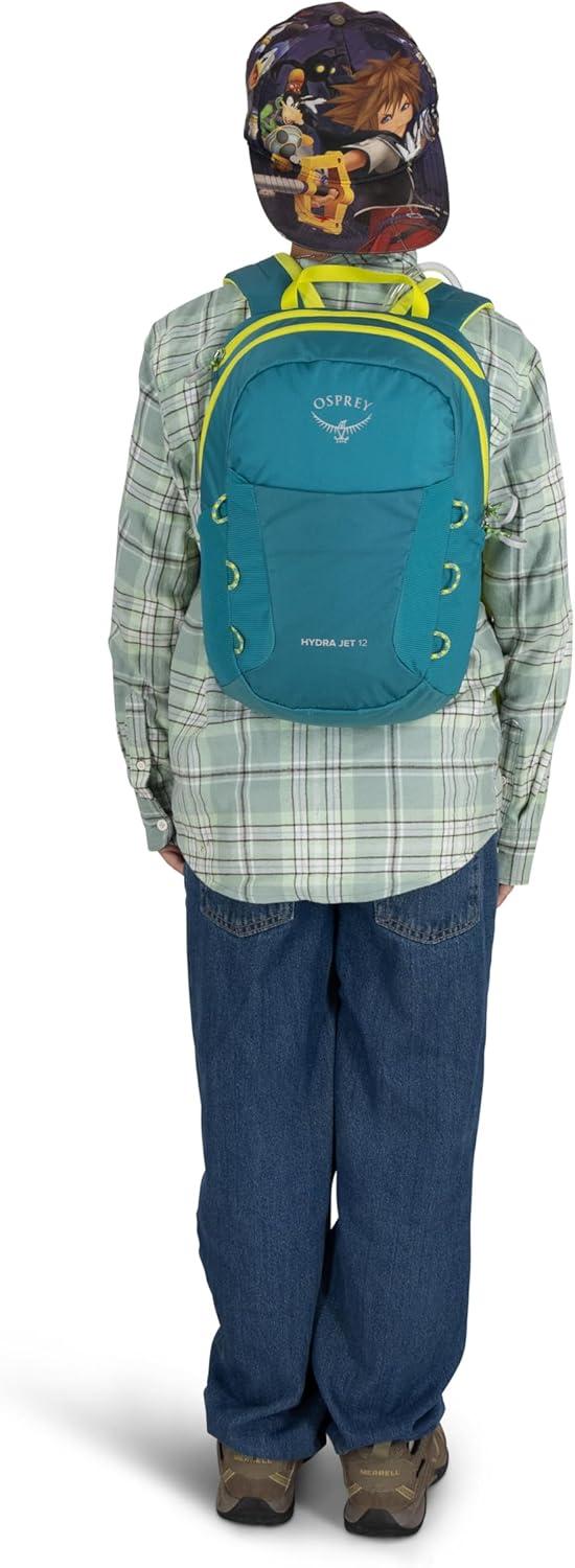 imageOsprey HydraJet 12L Kids Hiking Backpack with Hydraulics Reservoir Green CanopyGreen Canopy