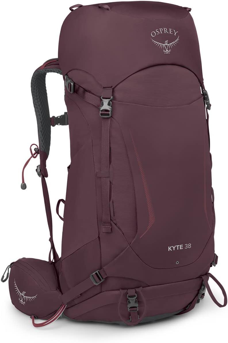 imageOsprey Kyte 38L Womens Backpacking Backpack Serenity Blue Hiking amp Camping Bag with Waterproof Raincover MediumLargeElderberry Purple
