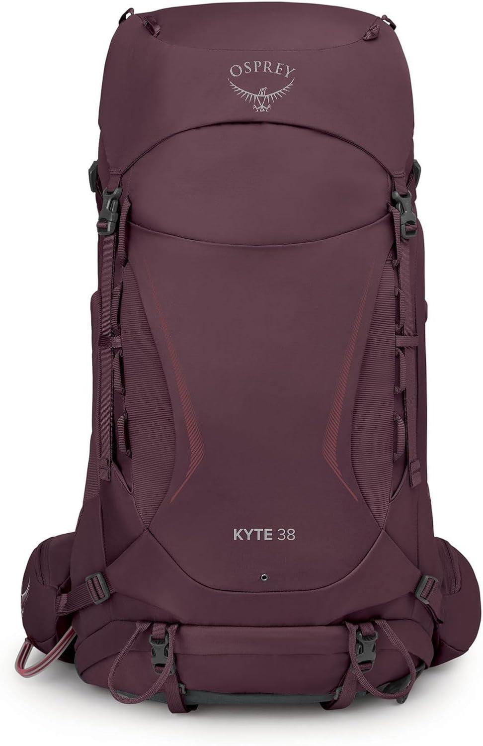 imageOsprey Kyte 38L Womens Backpacking Backpack Serenity Blue Hiking amp Camping Bag with Waterproof Raincover MediumLargeElderberry Purple